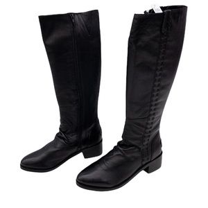 Musse & Cloud Black Artesian Tall Knee High Heeled Leather Boots EU 39 US 8.